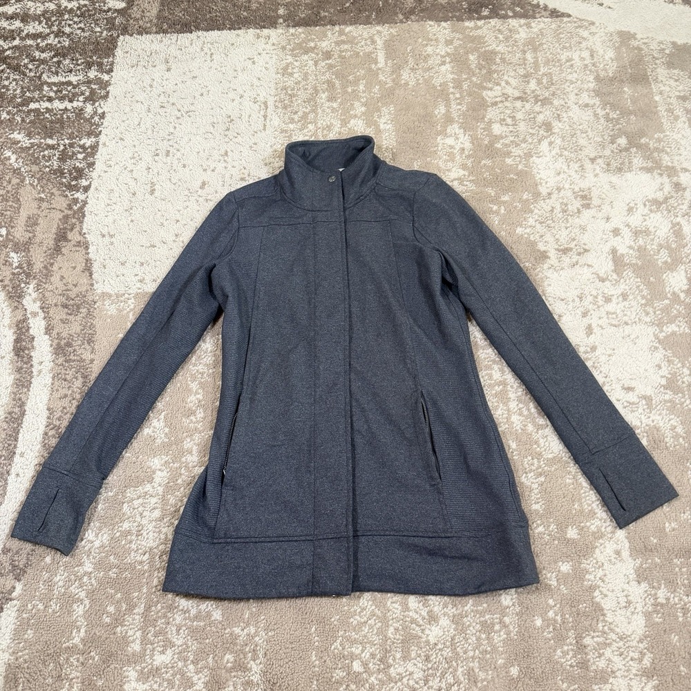 Athleta Reflection Long Line Full Zip Jacket Womens Small Gray Stretch Jogging
